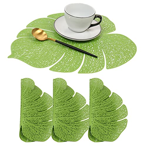 Hosoncovy 4er Pack Turtle Leaf dekorative Tischsets Blatt Tischset PVC Tischsets Hohl Tisch Tischsets Hitzebeständige rutschfeste ESS-Tischsets für die Hochzeit in der Küche zu Hause (Grün) von Hosoncovy