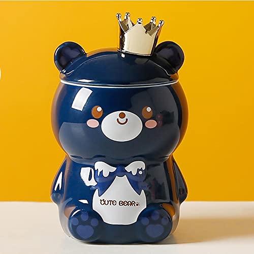 Hosoncovy Cartoon 3D Bär geformte keramische Kaffeetasse mit Griff Getränk Tasse Wasser Tasse mit Deckel Geschenk Becher (Blau) von Hosoncovy