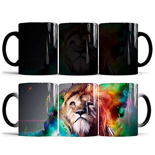 Hosoncovy Ceramic Magic Lion Kaffeetasse Farbwechselbecher Hot Heat Changing Becher Hot Heat Sensitive Becher Kaffeebecher Teebecher Drink Cup Milk Mug von Hosoncovy