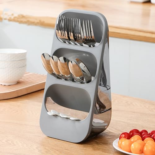 Hosoncovy Geschirrhalter 3-Tier Besteck Trocknen Halter Trapezförmige Fach für bessere Organisation Grau 16cm, 13.5cm oder 33.5cm Kunststoff Küchenutensil Organizer von Hosoncovy