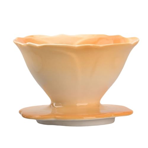 Hosoncovy Keramik-Kaffeetropfer, Kaffeefilterhalter, Kaffeefilter, Kegel, Kaffeebereiter, Tasse (gelb) von Hosoncovy
