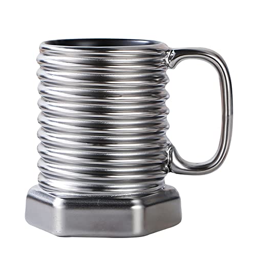 Hosoncovy Kreative Schraubförmige Keramiktasse Keramik-Kaffeetasse Trinkbecher Kaffeetasse Trinkbecher 3D-Becher Geschenkbecher 380 ml Fassungsvermögen (Silber) von Hosoncovy