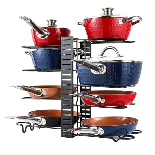 Hosoncovy Metall Topf Halter Rack Multi Layers Einstellbare Arbeitsplatte Topf und Pfanne Speicher Rack Standing Topf Rack Unter Waschbecken Rack für Küche (8 Ebene) von Hosoncovy