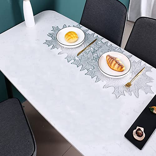 Hosoncovy PVC Hohl Tischläufer rutschfeste Ahornblatt Dekorative Tischsets Tischset für Home Party Küche Esszimmer Hochzeitsdeko (Silber) von Hosoncovy