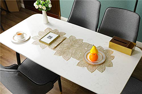 Hosoncovy PVC Hohl Tischläufer rutschfeste Blume dekorative Lotus Tischsets Tischset für Home Party Küche Esszimmer Hochzeitsdekor (Gold) von Hosoncovy