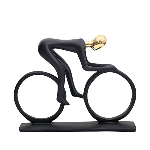 Hosoncovy Resin Radfahrer Ornament Reiten Mann Skulptur Radfahrer Skulptur Fahrrad Statue Radfahrer Figur Home Decoration Ornament Skulptur für Zuhause Wohnzimmer Schlafzimmer Büro (Gold) von Hosoncovy