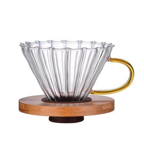 Hosoncovy Transparent Glas Kaffee Tropfer Kaffee Filter Halter Kaffee Filter Kegel mit Holz Pad Kaffee Trichter, Kaffee Filter Halter mit Griff Hosoncovy Transparent Glas Kaffee Tropfer Kaffee Filter Halter Kaffee Filter Kegel mit Holz Pad Kaffee Trichter, Kaffee Filter Halter mit Griff von Hosoncovy