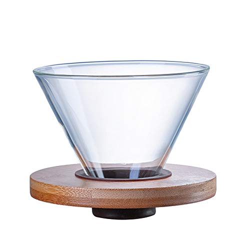 Hosoncovy Transparent Glass Coffee Dripper Kaffeefilterhalter Kaffeefilterkegel mit Holzkissen Kaffeetrichter Hosoncovy Transparent Glass Coffee Dripper Kaffeefilterhalter Kaffeefilterkegel mit Holzkissen Kaffeetrichter von Hosoncovy