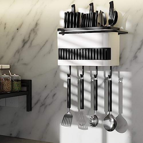 Hosoncovy Utensil Wandhalter Arbeitsplatte Besteck Trockner Utensil Halter Besteck Drainer Geschirr Halter Box Separate Gabel Essstäbchen Küche Lagerung Besteck Utensil Organizer (Schwarz) von Hosoncovy