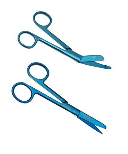 Krankenschwester Scheren Set MIT GRAVUR - Verbandschere Krankenschwester - Krankenschwester Zubehör - Krankenschwester Geschenk - Edelstahl Scharf - Abgerundete Spitze (Plasma Blue) von Hospitrix
