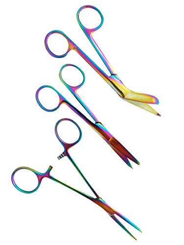 LINKSHÄNDER - Pflegescherenset Set Stealth Black mit GRAVUR für Krankenschwestern (Metal Rainbow) von Hospitrix