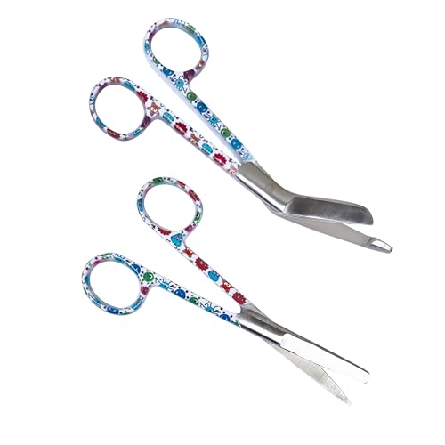 Krankenschwester Scheren Set MIT GRAVUR - Verbandschere Krankenschwester - Krankenschwester Zubehör - Krankenschwester Geschenk - Edelstahl Scharf - Abgerundete Spitze (Cute Virus) von Hospitrix