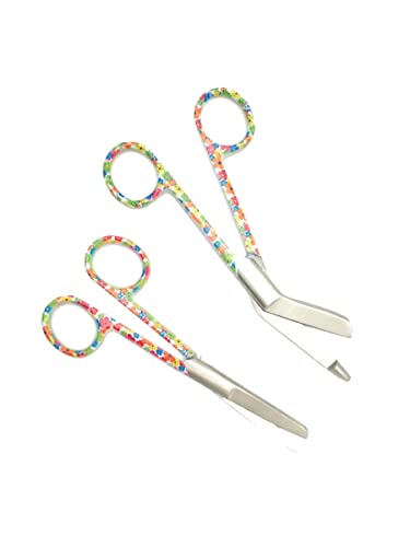 Krankenschwester Scheren Set MIT GRAVUR - Verbandschere Krankenschwester - Krankenschwester Zubehör - Krankenschwester Geschenk - Edelstahl Scharf - Abgerundete Spitze (Little Flowers) von Hospitrix