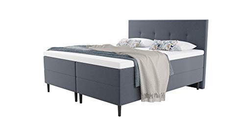 Hoss Boxspringbett Rubby I anthrazit 160x200cm I mit orthopädischen 7-Zonen-Taschenfederkernmatratzen, H2/H3, Härten für alle Schlaftypen I Inklusive Topper aus Premium Komfortschaum von Hoss