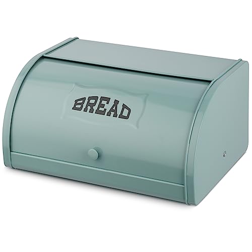 Hossejoy Brotkasten aus Metall, Brotaufbewahrung mit Roll-Top-Deckel, Brotbox in Klein (5 cm x 5 cm x 5 cm), Rustikal-modern für Ihre Küchentheke (Grün) von Hossejoy