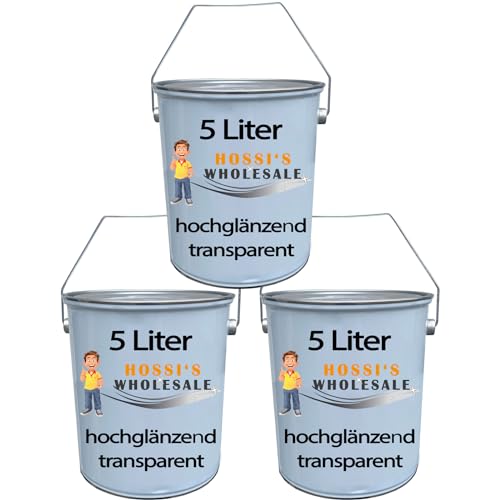 3x 5 Liter Premium Möbellack | Treppenlack | Holz | hochglänzend | farblos/transparent | made in Germany von Hossi's Wholesale