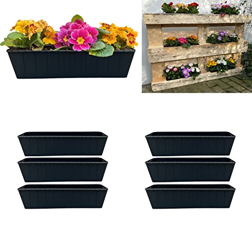 Hossi's Wholesale 6er Blumenkasten Set Balkonkasten Einsatz passend für Europaletten für Blumen, Kräuter und Früchte 6 Stück 37cm von Hossi's Wholesale