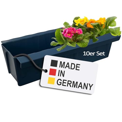 Hossi's Wholesale 10 Euro-Paletten Blumenkästen-Einsätze | mit Hängesystem zum Einhängen | 37,3cm Anthrazit | Pflanzkasten für Europalette Palette | Balkonkasten | Blumentopf | extrem stabil von Hossi's Wholesale