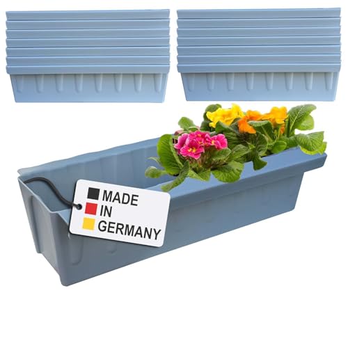Hossi's Wholesale 12 Euro-Paletten Blumenkästen-Einsätze | mit Hängesystem zum Einhängen | 37,3cm Hellgrau | Pflanzkasten für Europalette Palette | Balkonkasten | Blumentopf | extrem stabil von Hossi's Wholesale