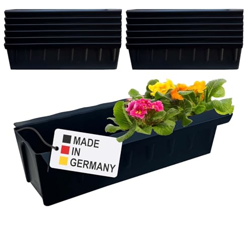 Hossi's Wholesale 12 Euro-Paletten Blumenkästen-Einsätze | mit Hängesystem zum Einhängen | 37,3cm Schwarz | Pflanzkasten für Europalette Palette | Balkonkasten | Blumentopf | extrem stabil von Hossi's Wholesale