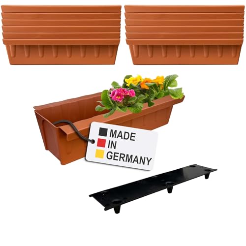 Hossi's Wholesale 12 Euro-Paletten Blumenkästen-Einsätze | mit Hängesystem zum Einhängen | 37,3cm Terrakotta | Pflanzkasten für Europalette Palette | Balkonkasten | Blumentopf | extrem stabil von Hossi's Wholesale