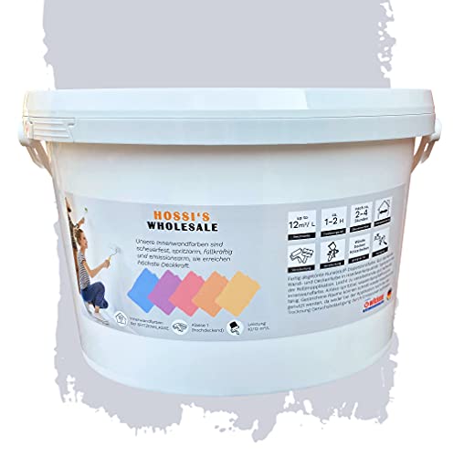 Hossi's Wholesale 2,5 Liter Premium Wandfarbe Harmony of Grey Grau matt | geruchslos | tropf- und spritzgehemmt von Hossi's Wholesale