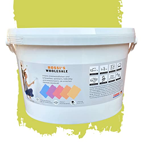 Hossi's Wholesale 2,5 Liter Premium Wandfarbe Lime Green Gelb-Grün matt | geruchslos | tropf- und spritzgehemmt von Hossi's Wholesale