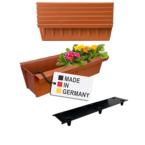 Hossi's Wholesale 6 Euro-Paletten Blumenkästen-Einsätze | mit Hängesystem zum Einhängen | 37,3cm Terrakotta | Pflanzkasten für Europalette Palette | Balkonkasten | Blumentopf | extrem stabil von Hossi's Wholesale