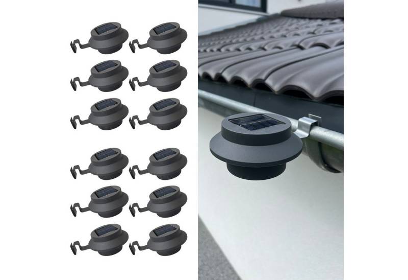 Hossi's Wholesale Gartenleuchte 12 Dachrinnen Solarleuchten LED Lampen Schwarz Garten Außen Regenrinne von Hossi's Wholesale