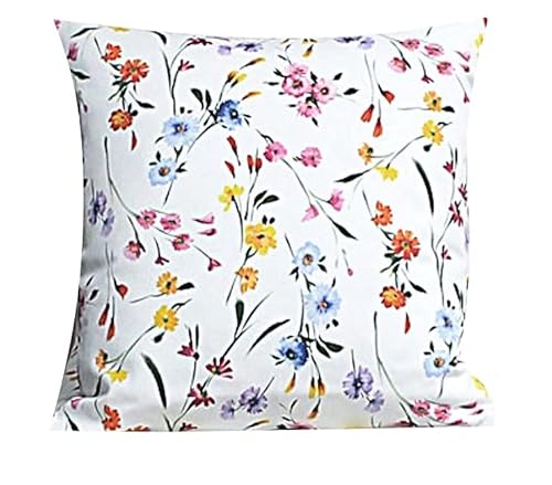Hossner Heimtex Tischdecke Tischläufer Mitteldecke Kissenhülle Kissenbezug 100% Baumwolle Bunte Blumen auf weissem Untergrund (Kissenhülle 40 x 40 cm) von Hossner Heimtex