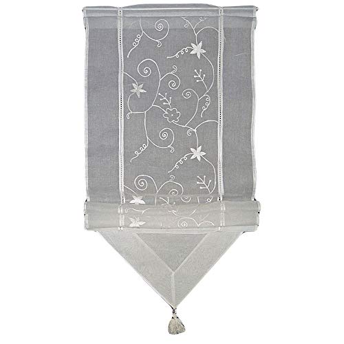 Hossner Besticktes Raffrollo Organdy Landhaus Tunnel Zubehör Creme HxB 160x60 cm von Hossner