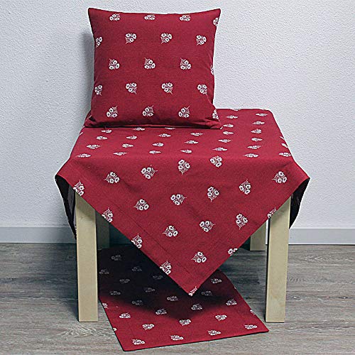 Hossner Heimtex Tischdecke Tischläufer Deckchen Tischset Kissenhülle rot mit weißen Blumen Edelweiss (35 x 50 cm) von Hossner