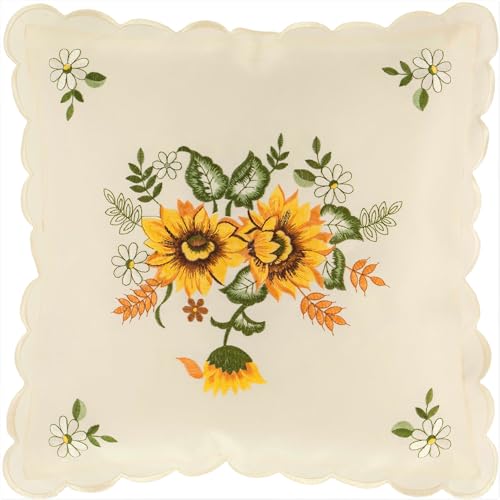 Hossner Kissenbezug 40x40 Dekokissen Kissenhülle Kissen Sofa Sonnenblume Bestickt Quadratisch Reißschluss Dekoration Sommer Herbst Saulgau 100% Polyester von Hossner