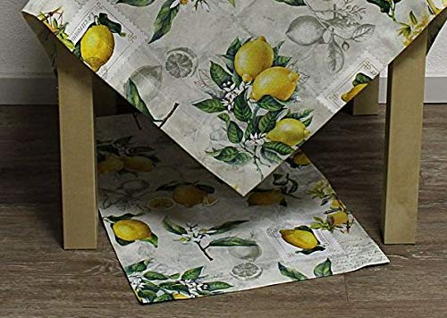 Hossner Tischläufer Zitrone Frucht weiß gelb 50x150 cm 100% Baumwolle von Hossner