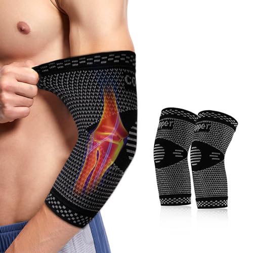 Hossom Ellenbogenbandage mit Kupfer-Ionen | Atmungsaktive Kompression bei Tennisarm, Golfarm & Sehnenentzündung | Für Sport, Fitness & Alltag | Ideal für Sportler, Büroangestellte & Reha-Patienten von Hossom