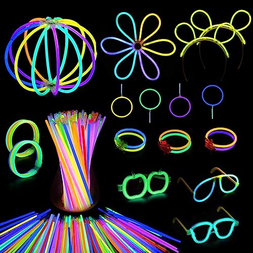 Knicklichter Party Set 230 Stück Glow Sticks Leuchtstäbe 5 Farben Neon Party Deko Leuchtarmbänder Schwarzlicht Deko für Festivals Party Deko, Hochzeit, Weihnachten, Halloween von Hossom