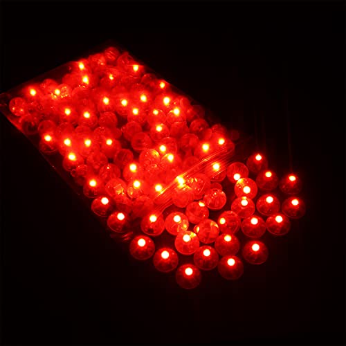 LED-Ballons Lichter 100 Stück Mini LED Licht LED Ballons Lichter für Papierlaterne Ballons Blumendekoration, Hochzeit, Halloween, Weihnachten Dekoration (Nicht-blinkend, Rot) von Hossom