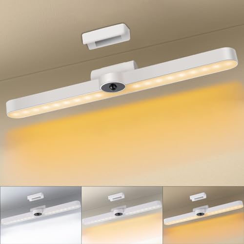 Hossom Schrankbeleuchtung LED, Unterbauleuchte Küche LED Bewegungsmelder, 3 Farbe & 5 Helligkeit, 3 Modi, USB Batteriebetriebenes Küchenlicht für Spiegel, Schreibtische, Küchen, Schränke und Wand von Hossom