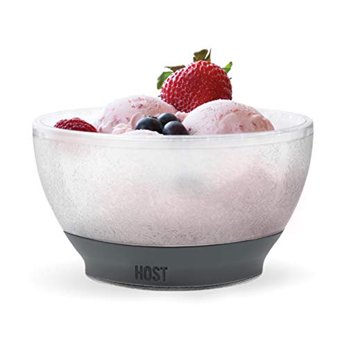 Host Ice Cream Freeze Schale, gefrierbares doppelwandiges isoliertes Küchenzubehör mit Kühlgel für Desserts, Dips, Müsli, mit komfortablem Silikongriff, Kunststoff, grau von Host