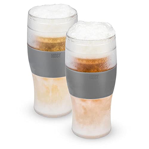 Host 3309 Biergläser einfrieren Freeze Pint-Kühlglas (2er-Set), Glass, 473 milliliters, Grau von Host