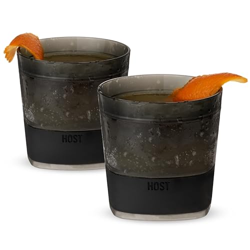 Host Freeze Kühlbecher für Whiskey, Bourbon und Scotch, Doppelwandige Kühlbecher zum Einfrieren, 2er-Set, rauch-grau von Host