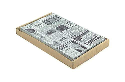 Hostelnovo - 500 Stück Fettpapiere zum Verpacken von Lebensmitteln - Einzelmaße 32 x 20 cm - Speziell für Basket-Chips und jede Art von Behälter - Zeitungspapier von Hostelnovo