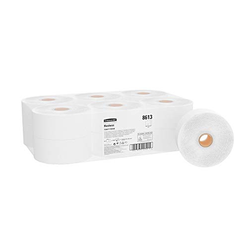 Hostess, 8613, Jumbo Toilettenpapierrollen, 1-lagig, weiß, 12 Packungen x 1000 Blatt von KIMBERLY-CLARK