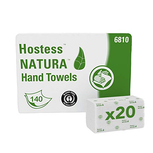 Hostess Natura 6810 Falthandtücher, 2-lagig, weiß, mittel, 20 Packungen x 140 Blatt von Scott