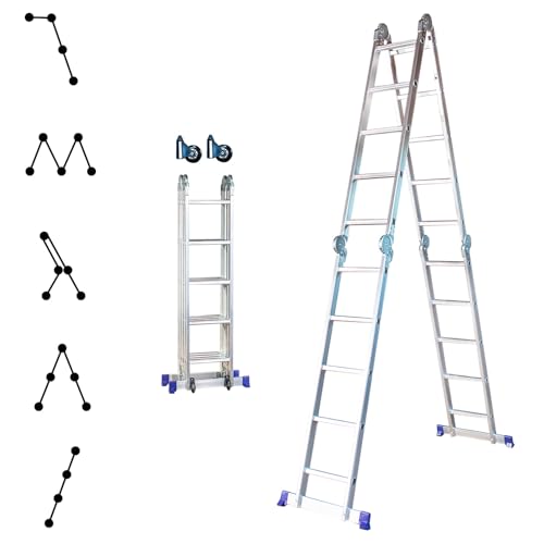 Gelenkleiter Stavalance 4x5 Aluminium Multifunktionsleiter 4x5 Stufen - 5,7 m Länge klappbar - Leiter 4-teilig bis 150 kg - Gelenkleiter Klappleiter Stehleiter Aluleiter von Hoström