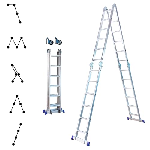 Gelenkleiter Stavalance 4x6 Aluminium Multifunktionsleiter 4x6 Stufen - 6,8 m Länge klappbar - Leiter 4-teilig bis 150 kg - Gelenkleiter Klappleiter Stehleiter Aluleiter von Hoström