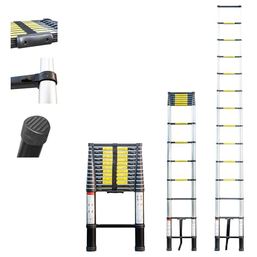 Teleskopleiter 4,1 m TELESCOO14, Aluminium, klappbar, ausziehbar, max. Arbeitshöhe 5 m, EN131‑Standard, 5 Jahre Garantie, Hostrom von Hoström