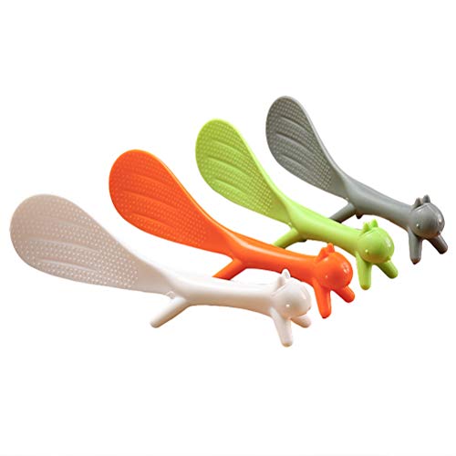 Hosuho Reislöffel, 2 Stück, schöne Eichhörnchen-Form, stehende Kunststoff-Reislöffel, zufällige Farbe, antihaftbeschichtet, Reislöffel, Haushalts-Küchen-Service-Werkzeuge von Hosuho