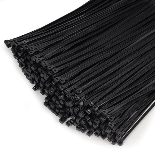1000 Stück 100 mm x 2,5 mm Kabelbinder Schwarz mit 8.1 kg Zugfestigkeit UV Beständig Nylon Kunststoff Selbstsichernder Multifunktionaler Cable Zip Ties für Drinnen und Draußen von Hosuni