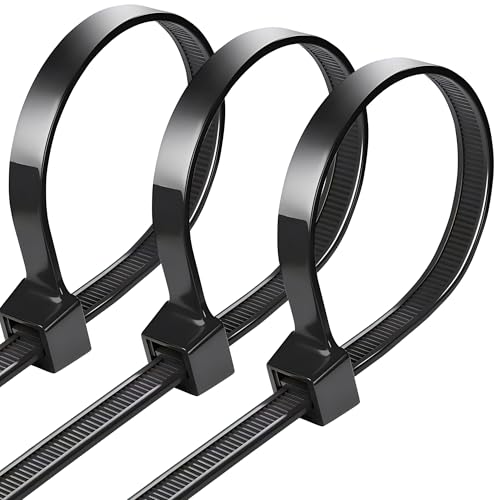 Kabelbinder Schwarz 250 mm × 8 mm, Kabelbinder UV Beständig Ultra Stark mit 75 kg Zugfestigkeit, 100 Stück Schwarze Kabelbinder Selbsthemmend für Kabelmanagement,Gartenarbeit,Wohnen,Werkstätten von Hosuni